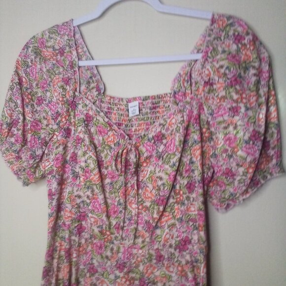 Old Navy Dress S Petite Peasant Short Sleeve Floral Colorful - Picture 12 of 14